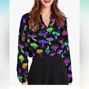 Womens Shirts Oversized Tops Dressy Casual Button Down Long Sleeve Loose Blouse